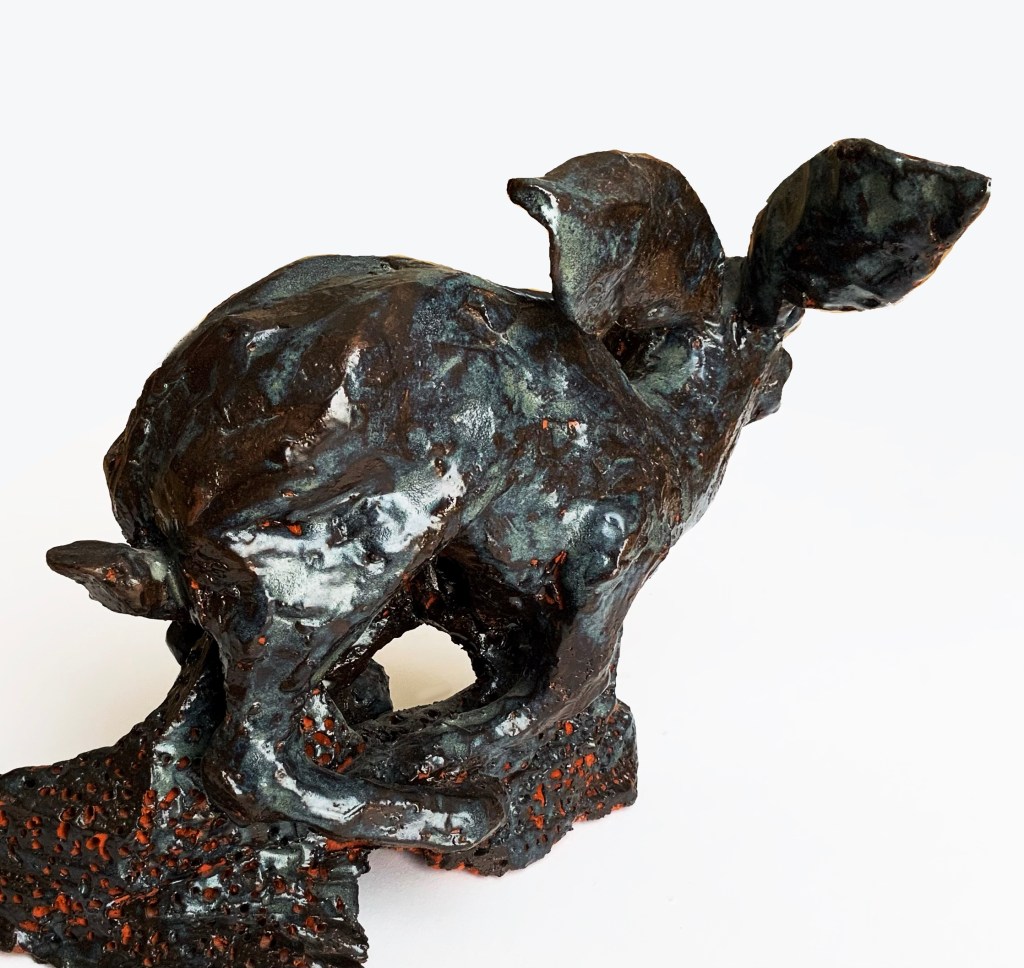 Sculpture course lapin argile ceramique