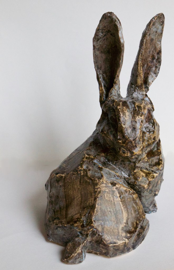 Sculpture Lapin alerte oreille attention ceramique