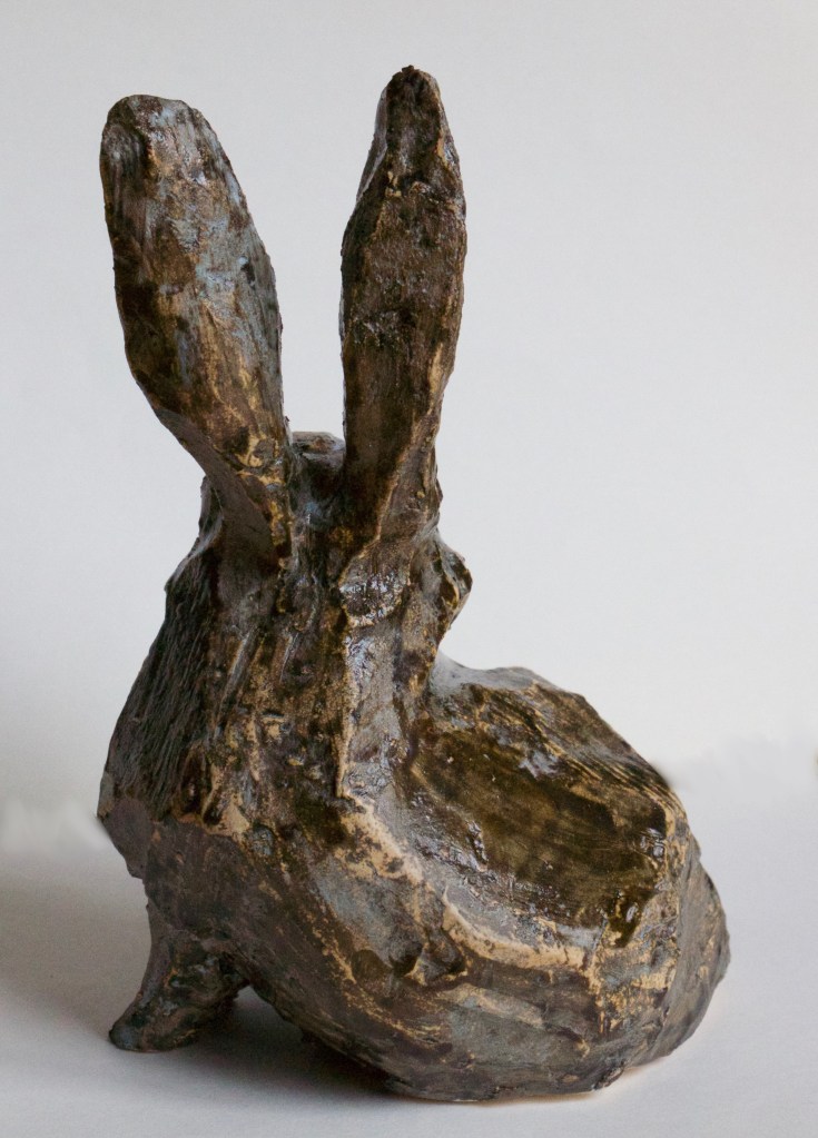 Sculpture Lapin alerte oreille attention ceramique