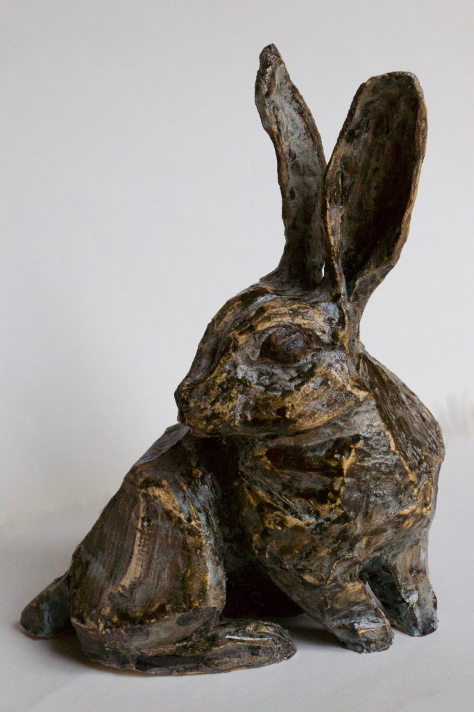 Sculpture Lapin alerte oreille attention ceramique